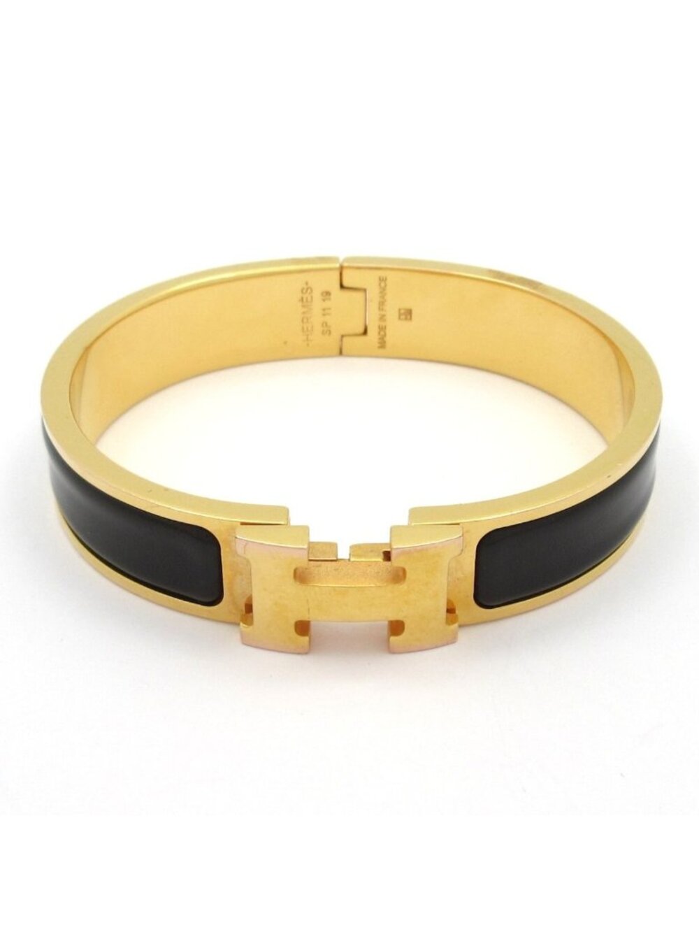 Hermes Bangle Clic Clac Gold Black Bracelet